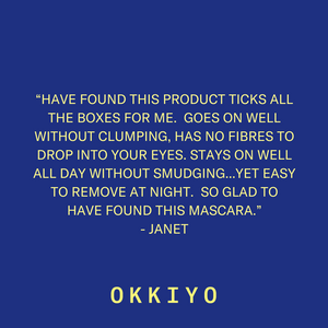 HAVE FOUND THIS PRODUCT TICKS ALL THE BOXES FOR ME.  GOES ON WELL WITHOUT CLUMPING, HAS NO FIBRES TO DROP INTO YOUR EYES.  STAYS ON WELL ALL DAY WITHOUT SMUDGING...YET EASY TO REMOVE AT NIGHT.  SO GLAD TO HAVE FOUND THIS MASCARA.  JANET.